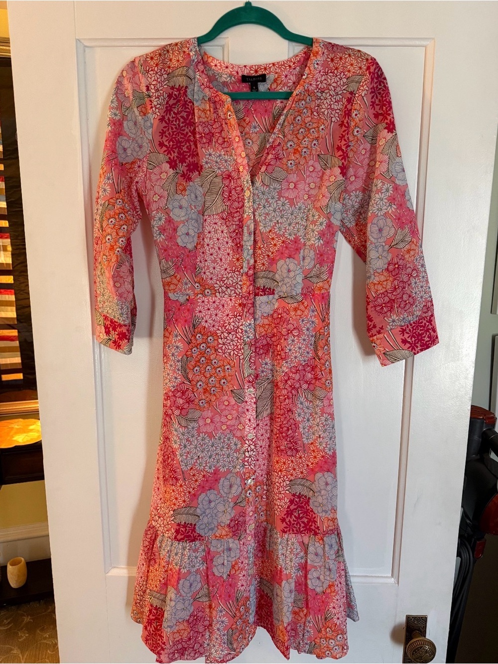 Talbots Pink Floral Patchwork Midi Dress